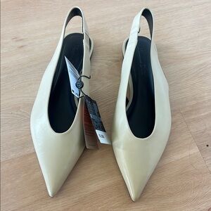 Massimo Dutti Beige Slingback Pointed Toe Flats
